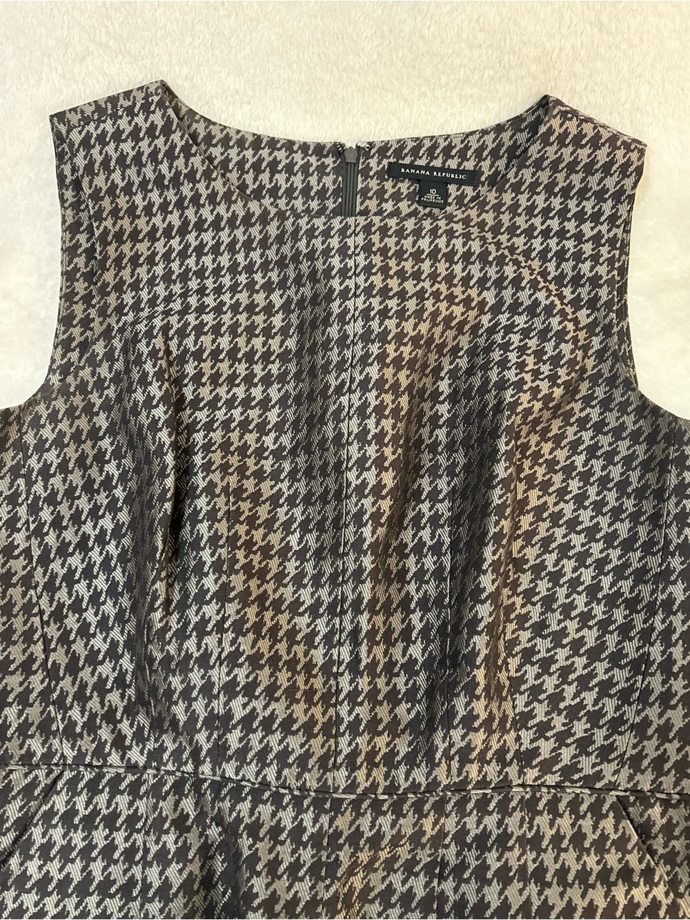 Banana Republic Brown Houndstooth Midi Sheath Dress size 10 - Picture 3 of 12